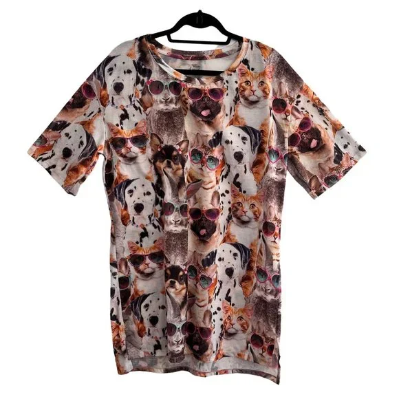 Secret Treasures Intimates Sleepwear Secret Treasures Night Shirt Size Small Cats Dogs Sunglasses Short Sleeve Tshir Poshmark